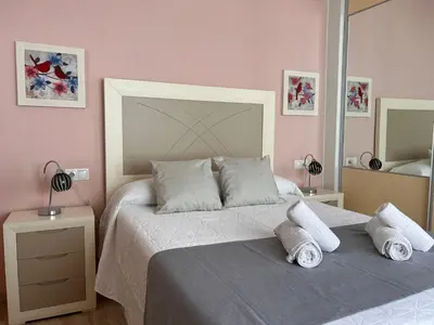 Cama o camas de una habitación en Apartamento con excelente ubicación y terraza privada