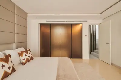 Cama o camas de una habitación en San Nicolas Luxury Home with prívate terrace