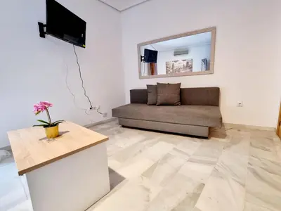 Una televisión o centro de entretenimiento en Magnifico Loft Sevillano en el Centro
