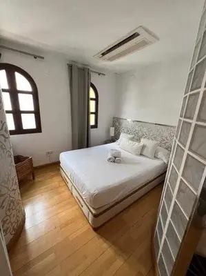Cama o camas de una habitación en Casa Sol. Casa con garaje.