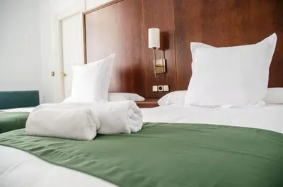 Cama o camas de una habitación en Hotel Balneario de Marmolejo