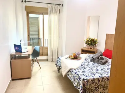 Cama o camas de una habitación en Catedral del AOVE, centro histórico, espacioso y tranquilo