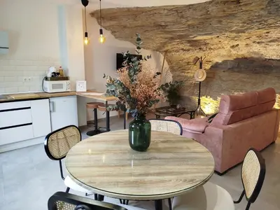 Zona de estar de Casa Cueva Las Chicas del Puente