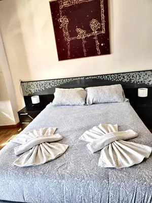 Cama o camas de una habitación en Casa en La Corredera