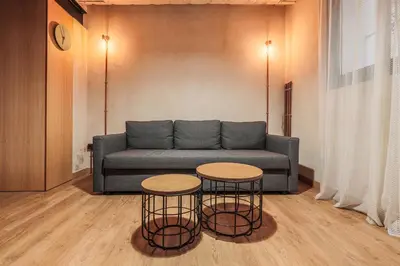 Zona de estar de Encantador apartamento con patio en Macarena