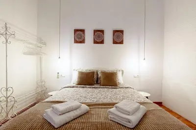 Cama o camas de una habitación en Little apartment near the Alameda