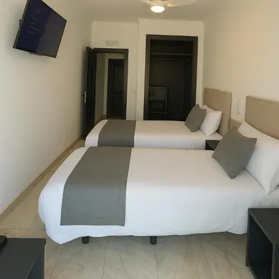 Cama o camas de una habitación en Hotel Molinillos