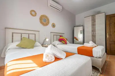 Cama o camas de una habitación en Casa rural Buhaira