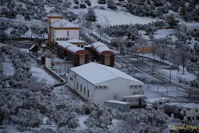 Casa Vagón Vía Verde de la Sierra en invierno