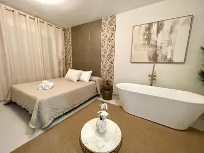 Cama o camas de una habitación en Suite Mirador Belmez
