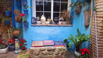 Jardín al aire libre en El patio azul Bohemio Mágico