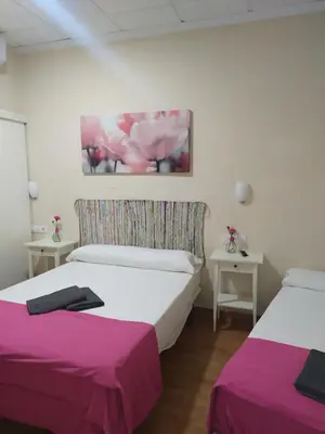 Cama o camas de una habitación en Pension Azahar