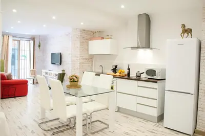 Una cocina o zona de cocina en Apartamentos Sevilla Palace