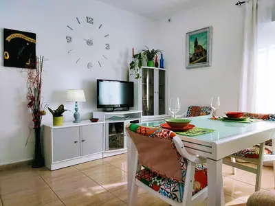 Una televisión o centro de entretenimiento en Apartamento La flor de Mayo