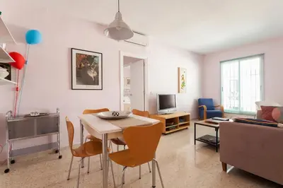 Una televisión o centro de entretenimiento en Apartamento Jardin de Santa Paula