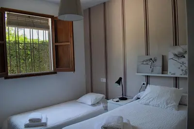 Cama o camas de una habitación en Casa de campo 