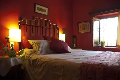 Cama o camas de una habitación en Casa Rural Cortijo del Zoco Bajo