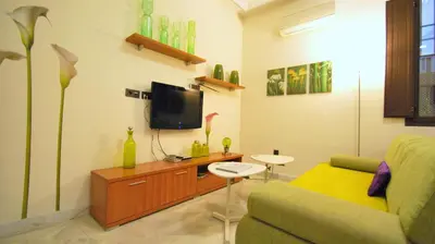 Una televisión o centro de entretenimiento en Living-Sevilla Apartments San Lorenzo