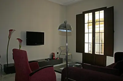 Una televisión o centro de entretenimiento en Living-Sevilla Apartments San Lorenzo