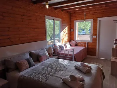 Cama o camas de una habitación en Casa Orilla el Lago