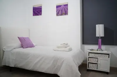 Cama o camas de una habitación en Apartamento turístico Calle San Basilio 6 patios