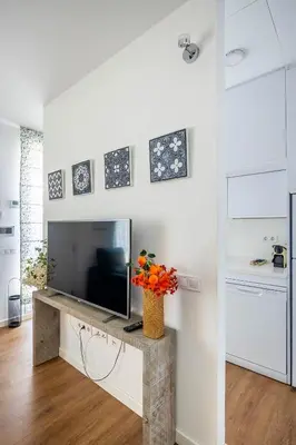 Una televisión o centro de entretenimiento en Apartamentos Poemas & Rimas de Bécquer
