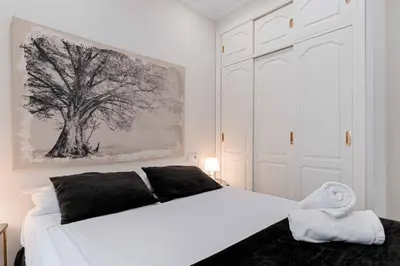 Cama o camas de una habitación en Apartamentos Recaredo 7, Áticos con terraza