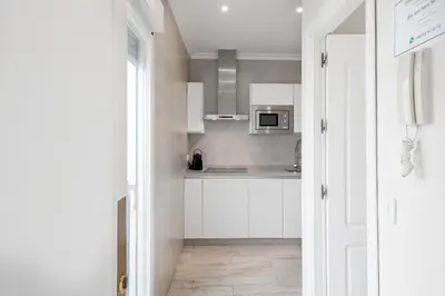 Una cocina o zona de cocina en Apartamentos Recaredo 7, Áticos con terraza
