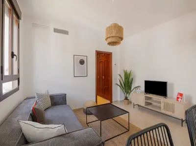 Una televisión o centro de entretenimiento en Apartamentos Santiago