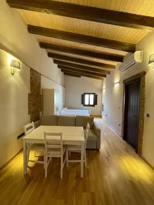 Una televisión o centro de entretenimiento en APARTAMENTOS RURALES POSADA DE LLERENA
