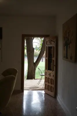 Zona de estar de Preciosa y confortable casa de campo con piscina y chimenea