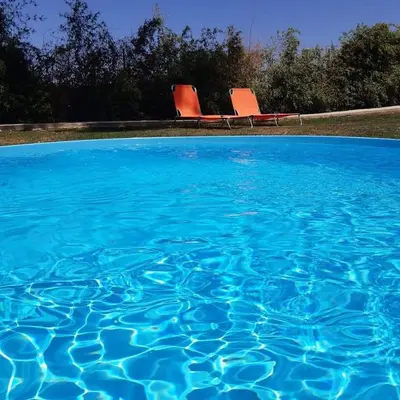 Piscina en o cerca de Hermoso Bungalow de madera