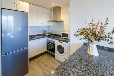 Una cocina o zona de cocina en Geysotur Gran Capitán Uno