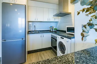 Una cocina o zona de cocina en Geysotur Gran Capitán Uno
