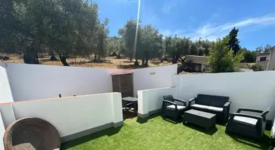Zona de estar de Casa Cerro Luna Con Chimenea