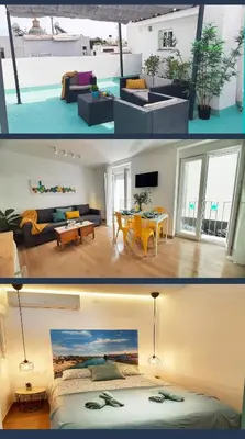 Zona de estar de Alameda Sunny Terrace - Lovely Center Apartments