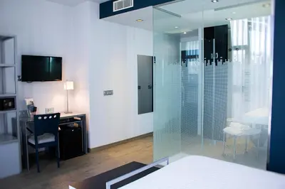 Cama o camas de una habitación en Hotel Santa Eulalia