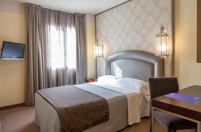 Cama o camas de una habitación en Hotel Macià Alfaros