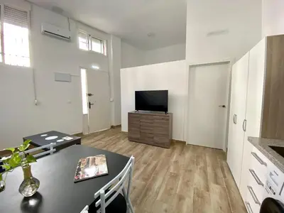 Una televisión o centro de entretenimiento en Apartamento Cruz Roja C