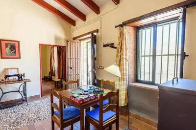Zona de estar de Casa Cortijo en Dehesa Sierra León
