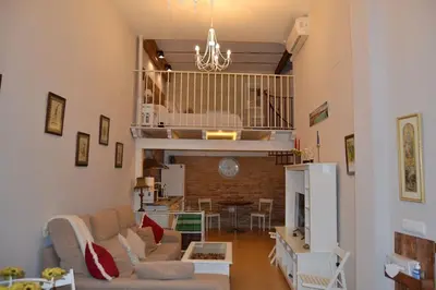 Zona de estar de Loft en el centro de Sevilla